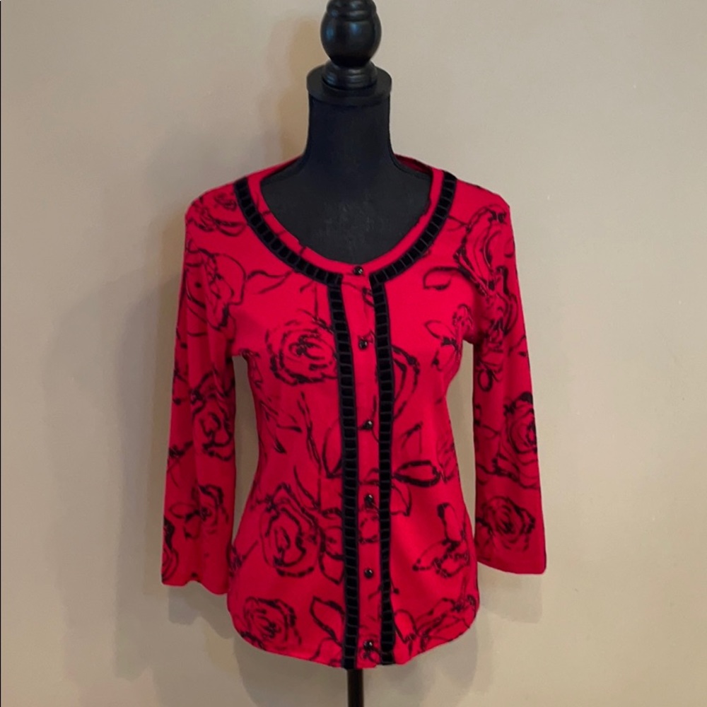 Vibrant floral button cardigan